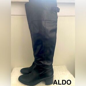 ALDO Women's Black Leather Knee-High Boots - Size 8.5
